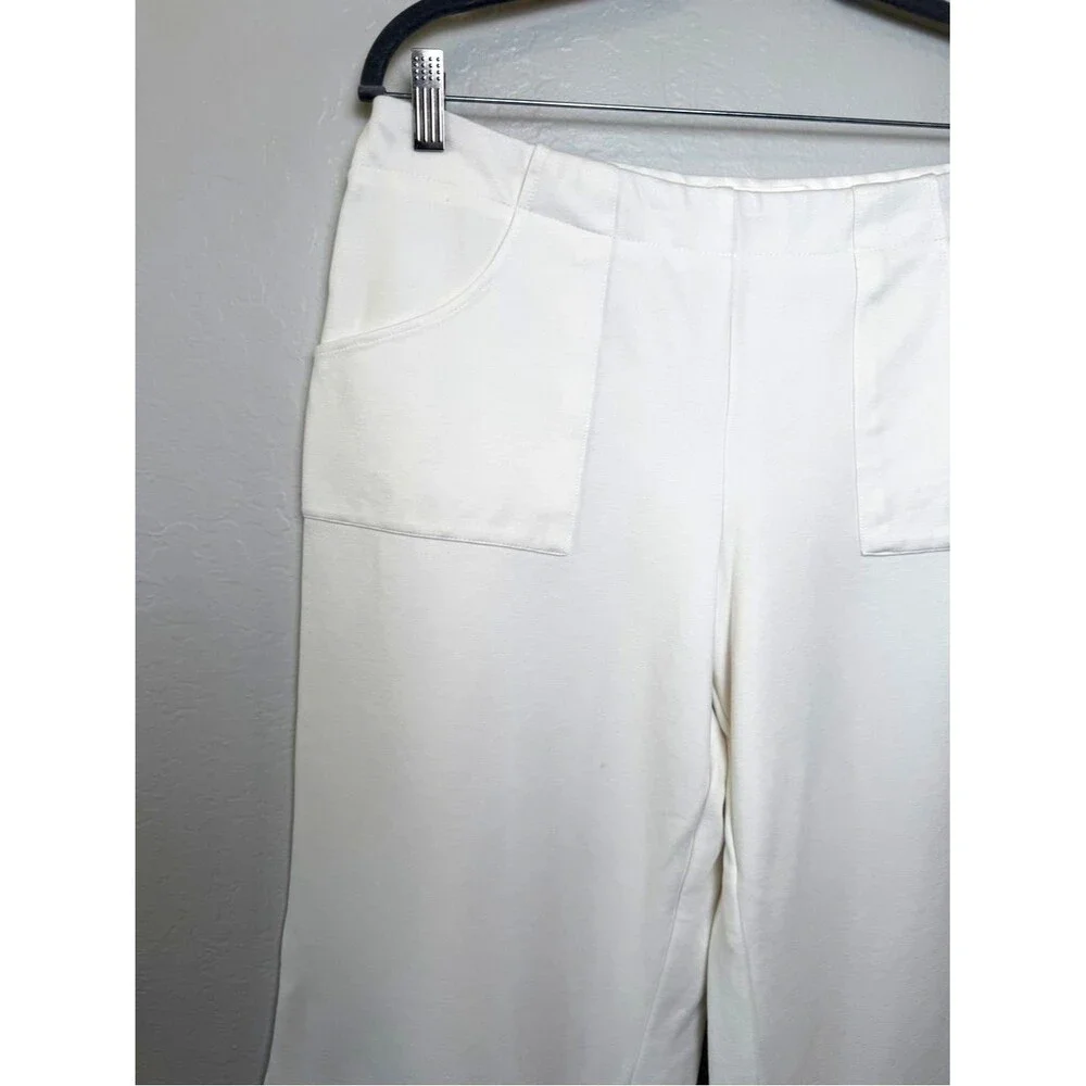 Haver + Blair Women's White Wide-Leg Pull-On Pants Large Patch Pockets